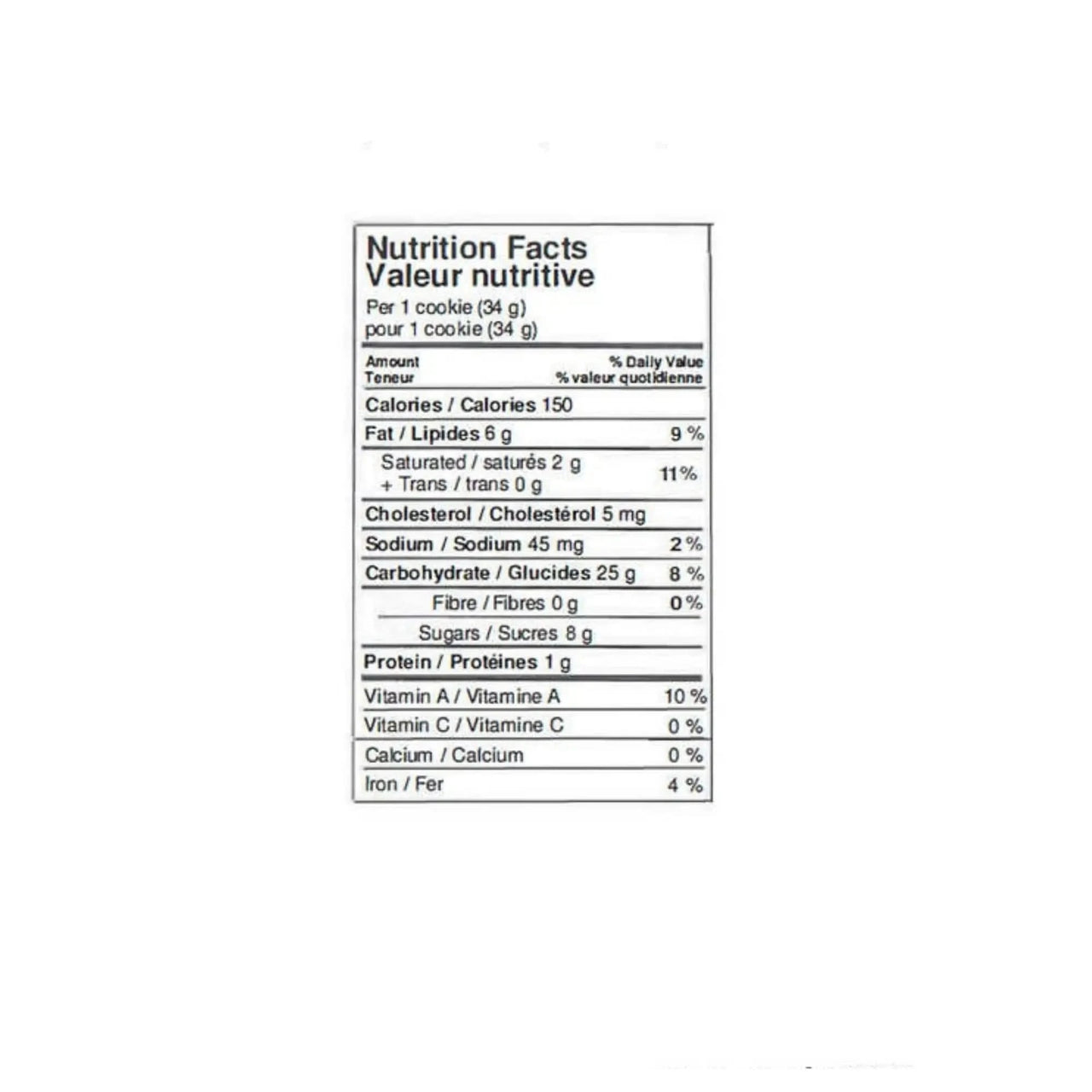 maple syrup stroopwafel nutrition label