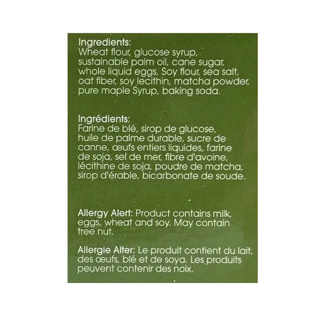 matcha stroopwafel ingredients label